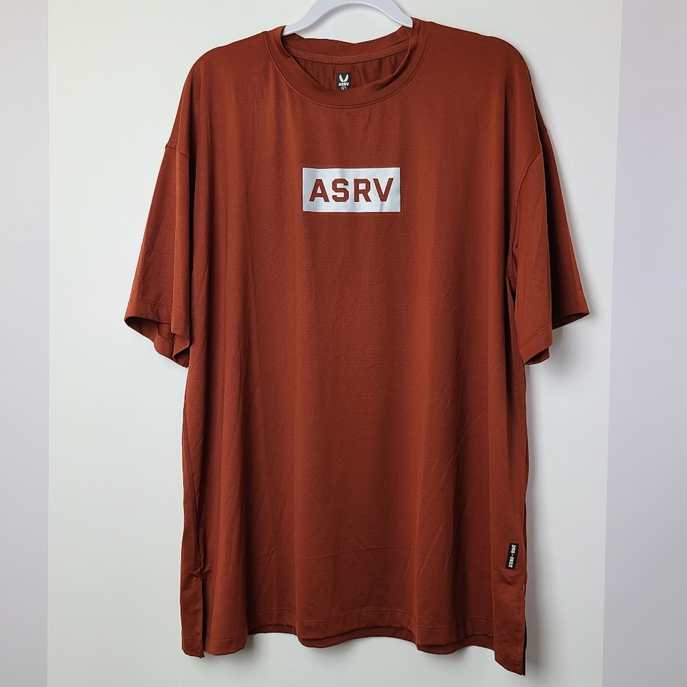 ASRV men's brick brown NWOT crewneck performance short sleeve Shirt, L (PTP 25")